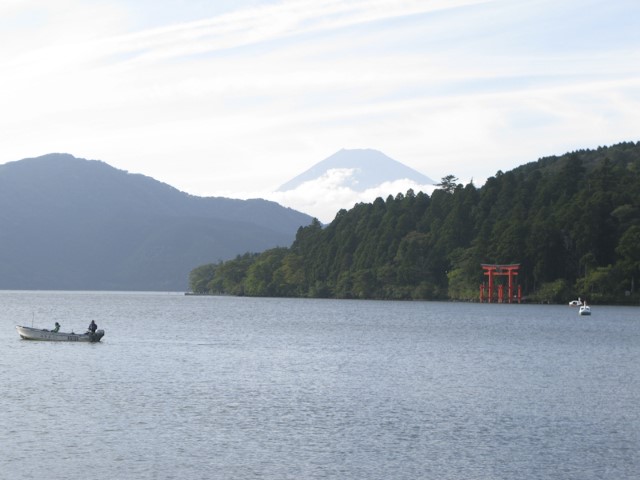 View of Mount Fuji from Lake Ashi