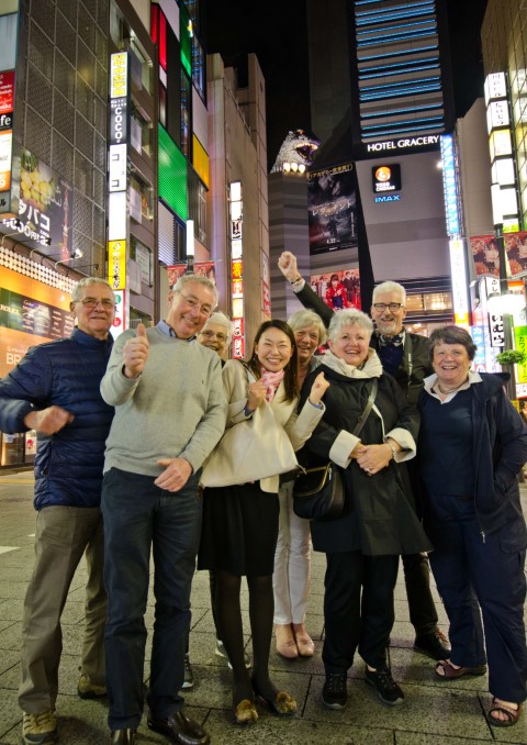 Group photo in Kabukicho, Tokyo 